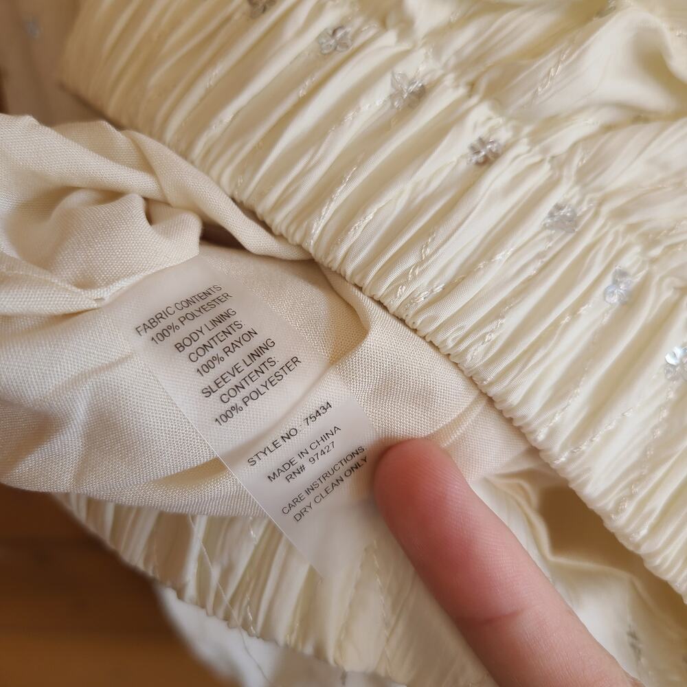 Dolce Cabo Jacket Bomber Embellished Balloon Sleeve Ivory NWT Large Bridal Boho - Picture 6 of 7